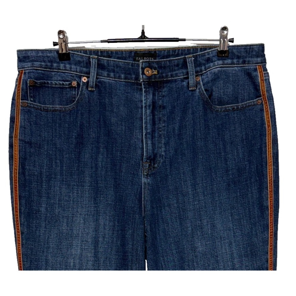Talbots Jeans 16 Blue Modern Ankle Brown Velvet Stripe Stretch Measures 38X27 - Picture 5 of 9